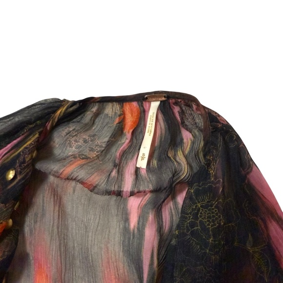 Free People Oversized Sheer Billie Floral Printed Tunic Tassel Tie Women’s Small - Picture 10 of 12